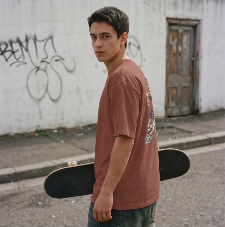 XABARWAN TIGER STONEWASH Oversized T-Shirt