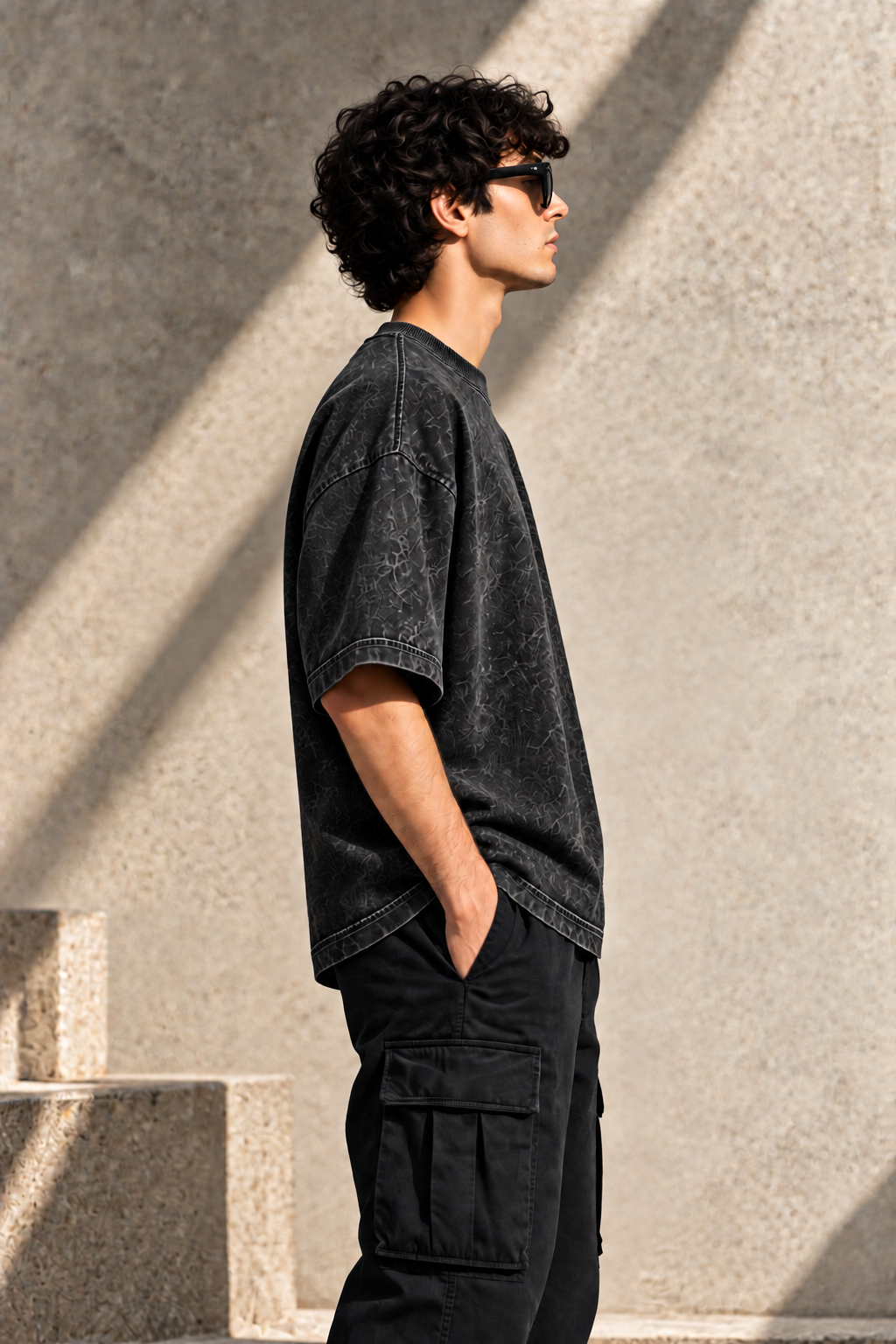 XABARWAN™ Premium Black 260 GSM Oversized Acid Wash Tshirt