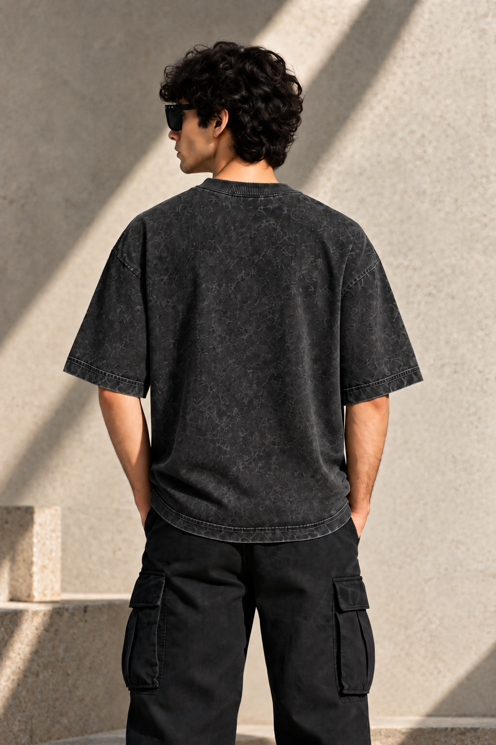 XABARWAN™ Premium Black 260 GSM Oversized Acid Wash Tshirt
