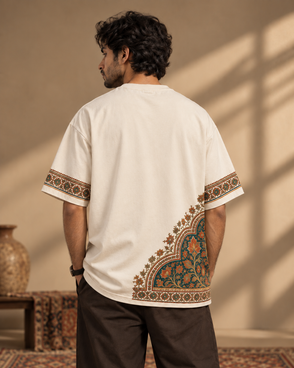 XABARWAN™ Naqsh Oversized T-Shirt for Men 240 GSM  Premium Off-White