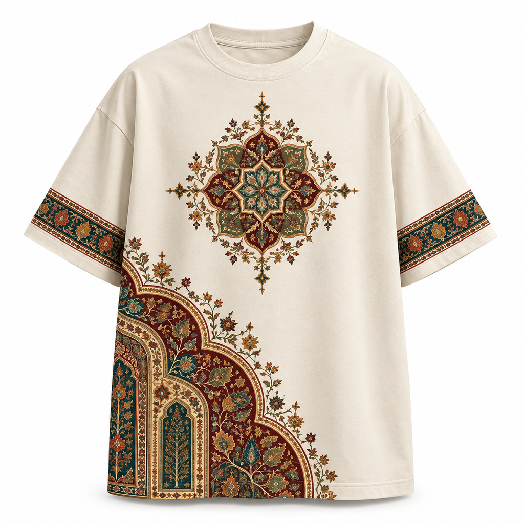 XABARWAN™ Mehrab Oversized T-Shirt for Men 240 GSM Premium Off-White