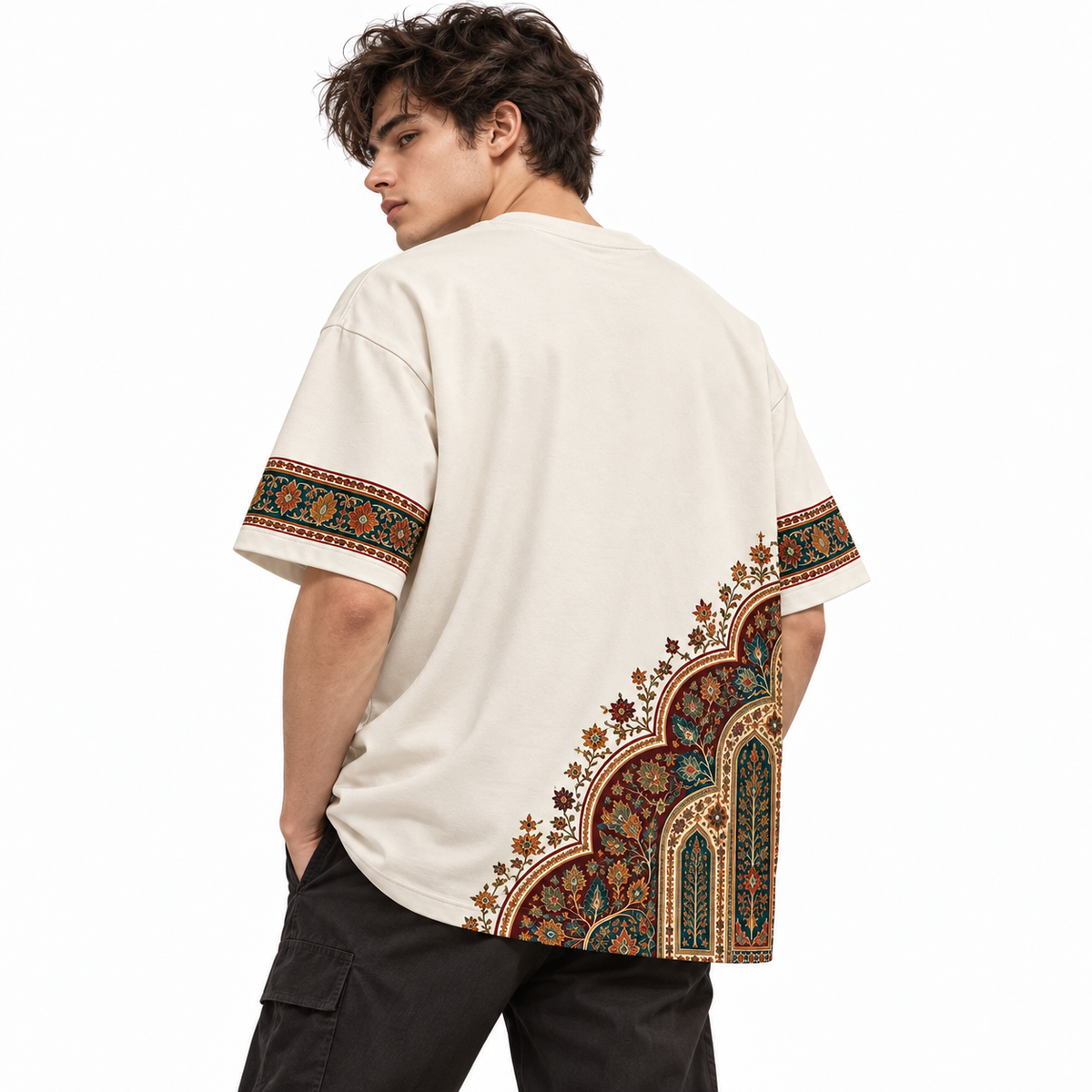 XABARWAN™ Mehrab Oversized T-Shirt for Men 240 GSM Premium Off-White