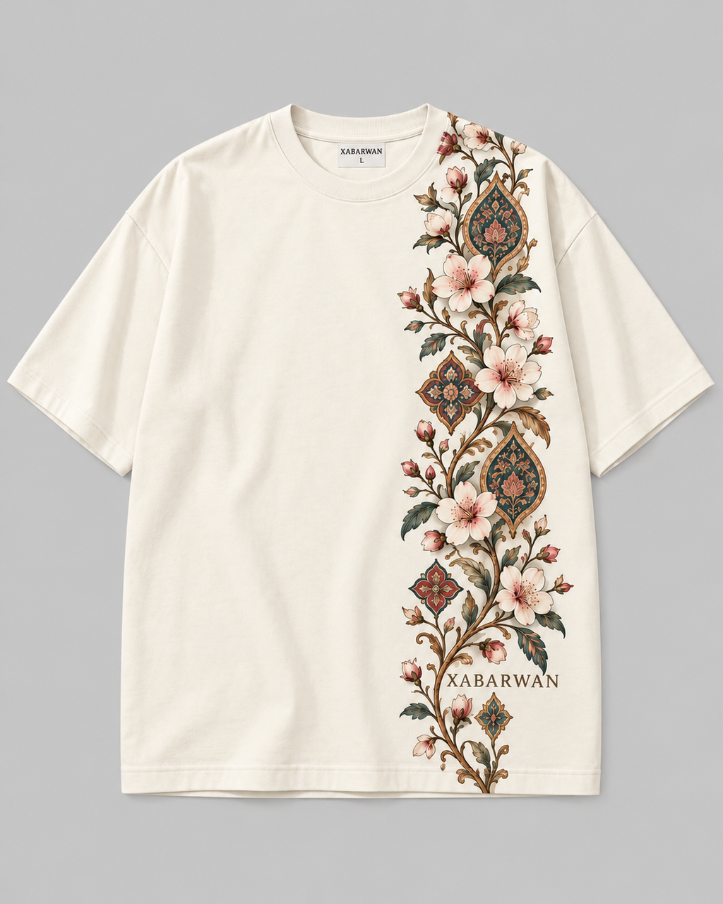 Xabarwan Gulnaar Bloom Heritage Tee – 240 GSM Premium Cotton