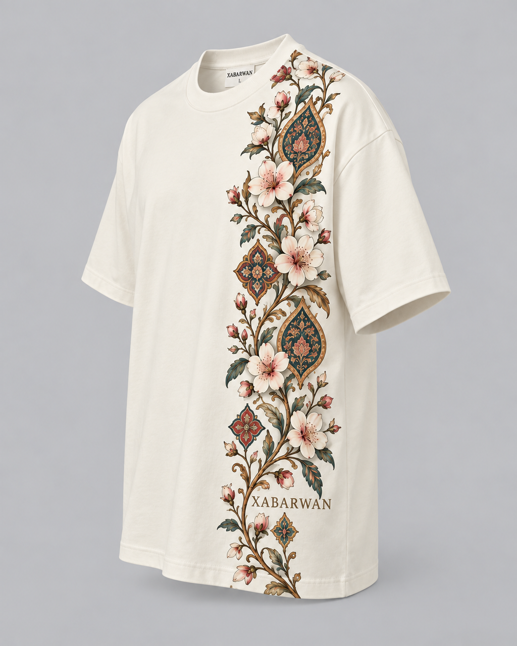 Xabarwan Gulnaar Bloom Heritage Tee – 240 GSM Premium Cotton