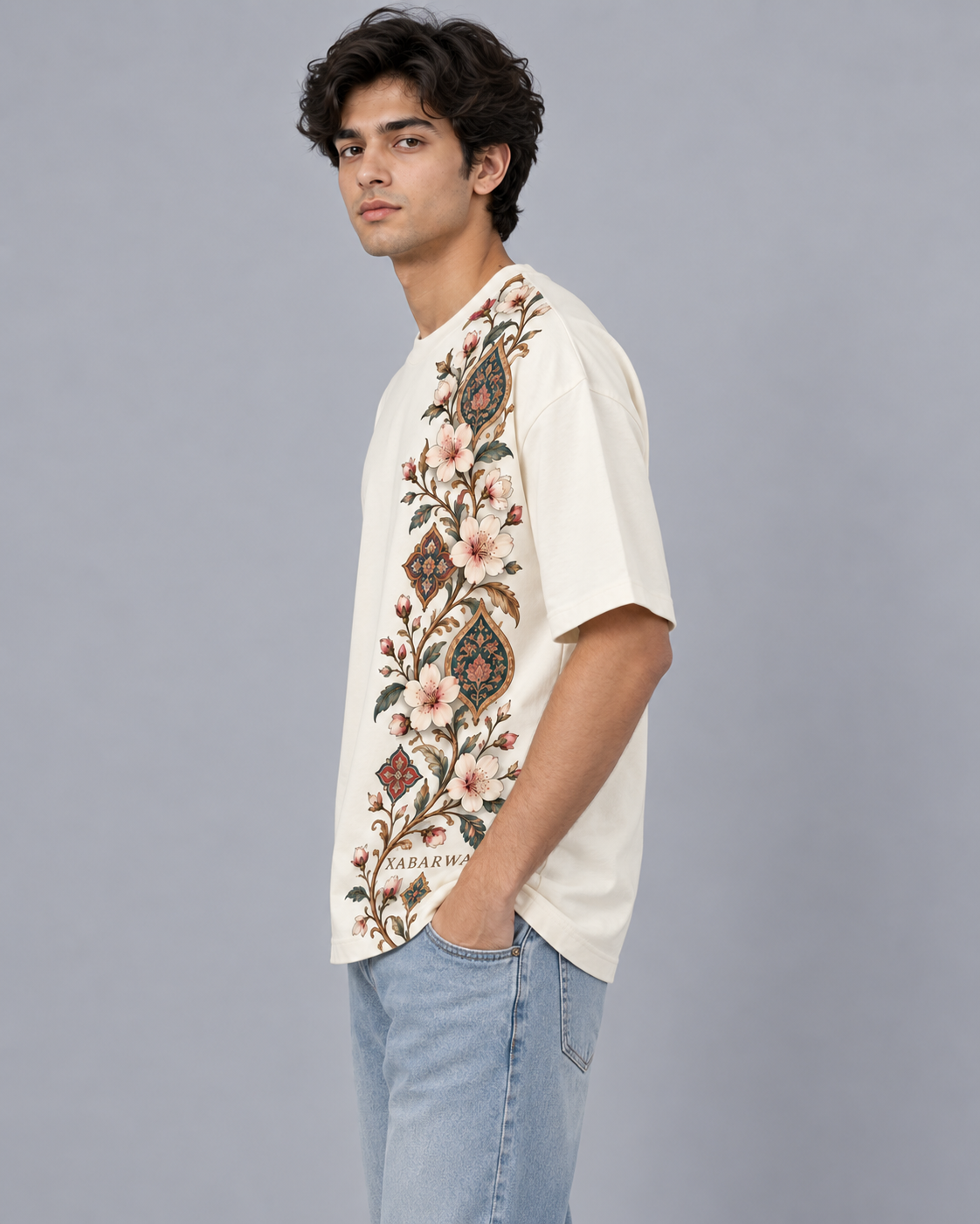 Xabarwan Gulnaar Bloom Heritage Tee – 240 GSM Premium Cotton