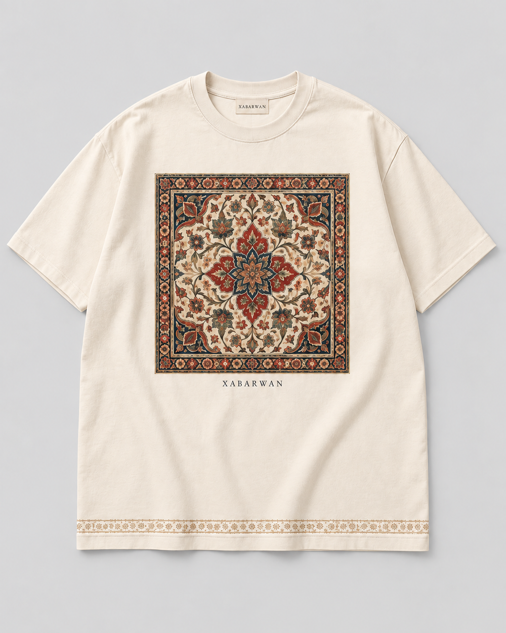 Xabarwan Heritage Carpet Motif Oversized T-Shirt – 240 GSM Premium Cotton