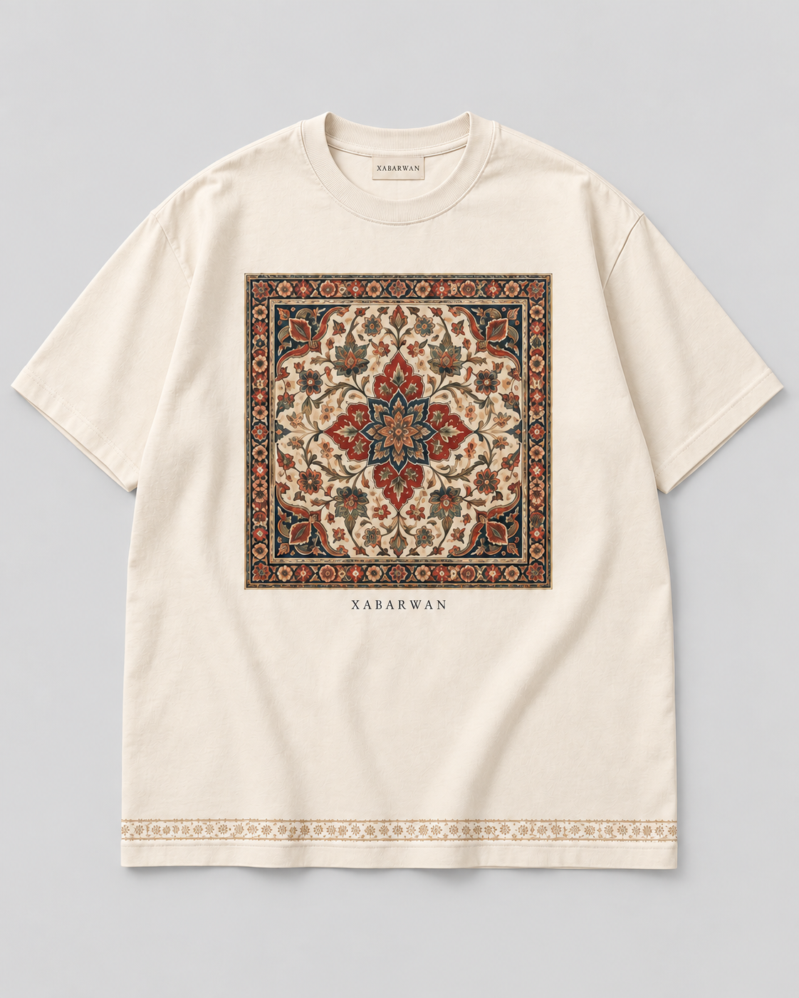 Xabarwan Heritage Carpet Motif Oversized T-Shirt – 240 GSM Premium Cotton