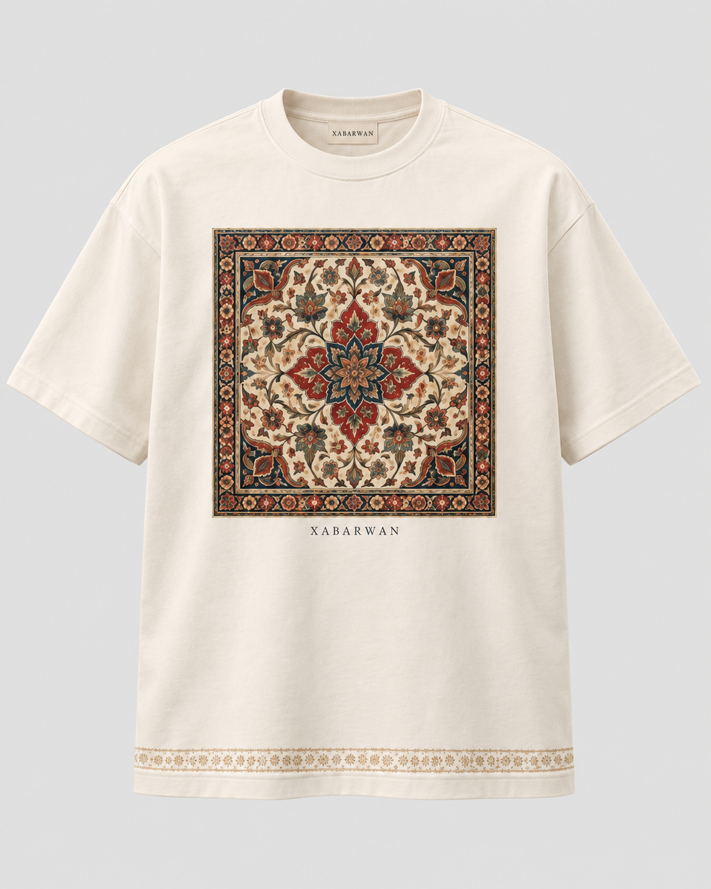 Xabarwan Heritage Carpet Motif Oversized T-Shirt – 240 GSM Premium Cotton