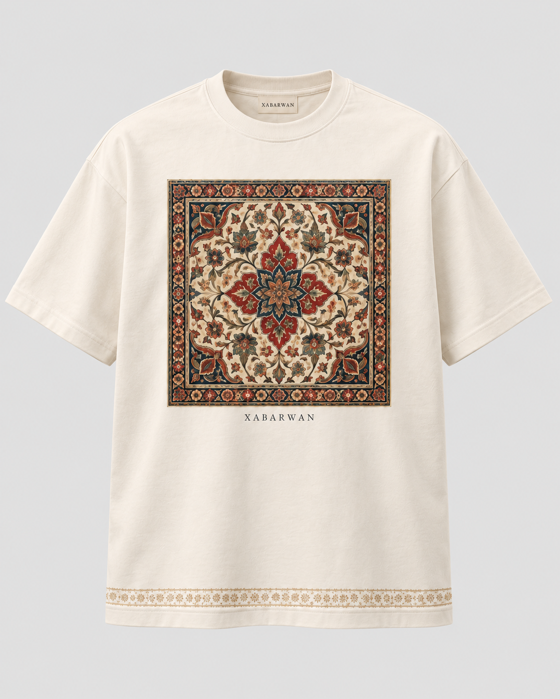 Xabarwan Heritage Carpet Motif Oversized T-Shirt – 240 GSM Premium Cotton