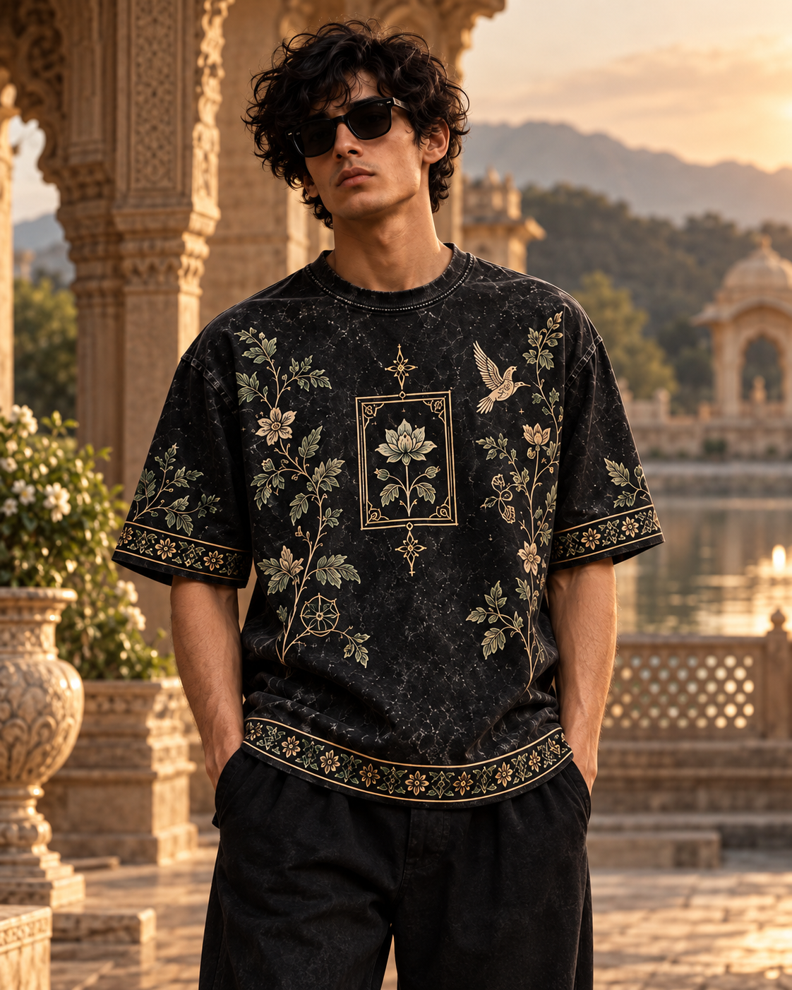 XABARWAN Garden of Thought Acid Wash Tee