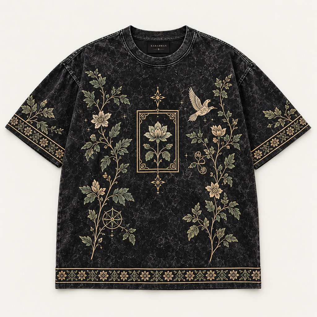 XABARWAN Garden of Thought Acid Wash Tee