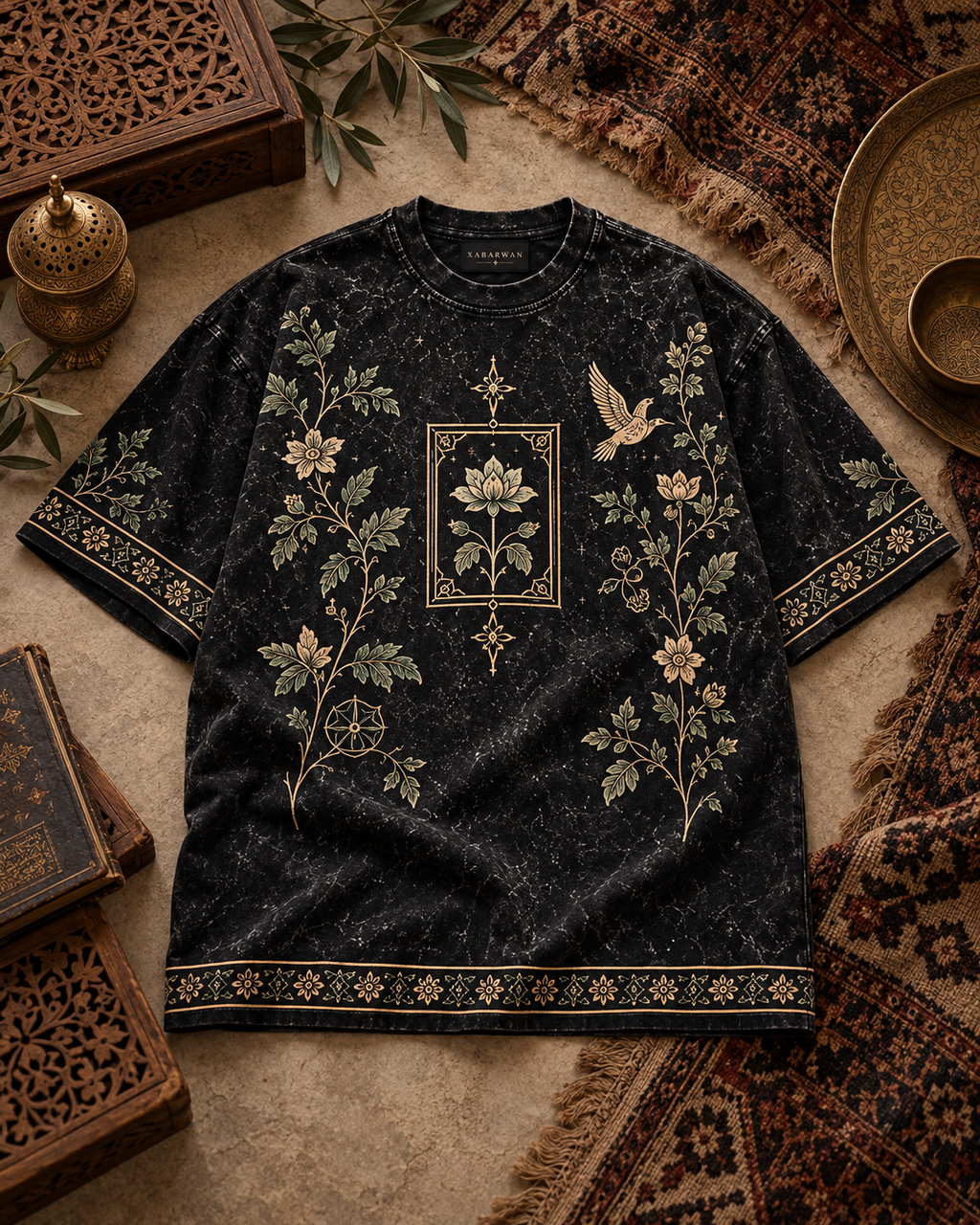 XABARWAN Garden of Thought Acid Wash Tee