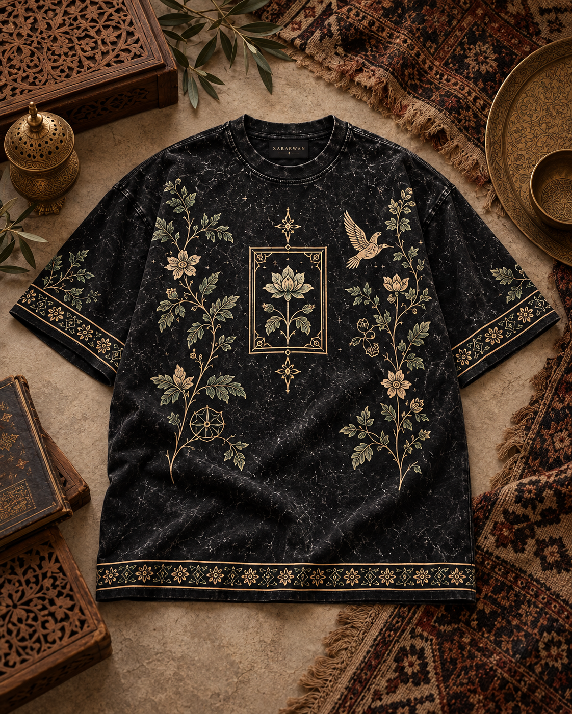 XABARWAN Garden of Thought Acid Wash Tee