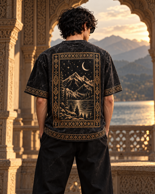 XABARWAN Eternal Horizon Acid Wash Tee