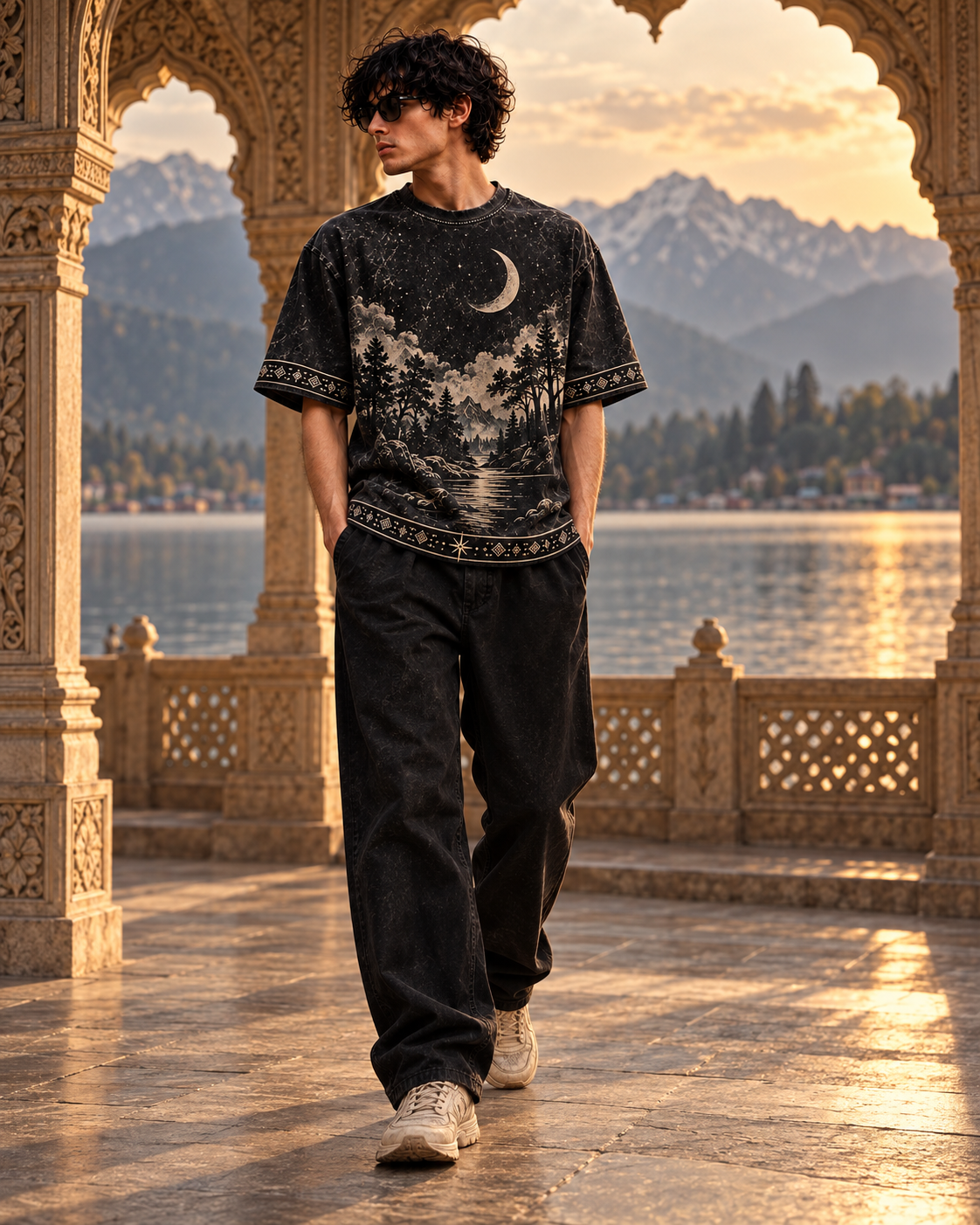 XABARWAN Between Worlds Acid Wash Tee