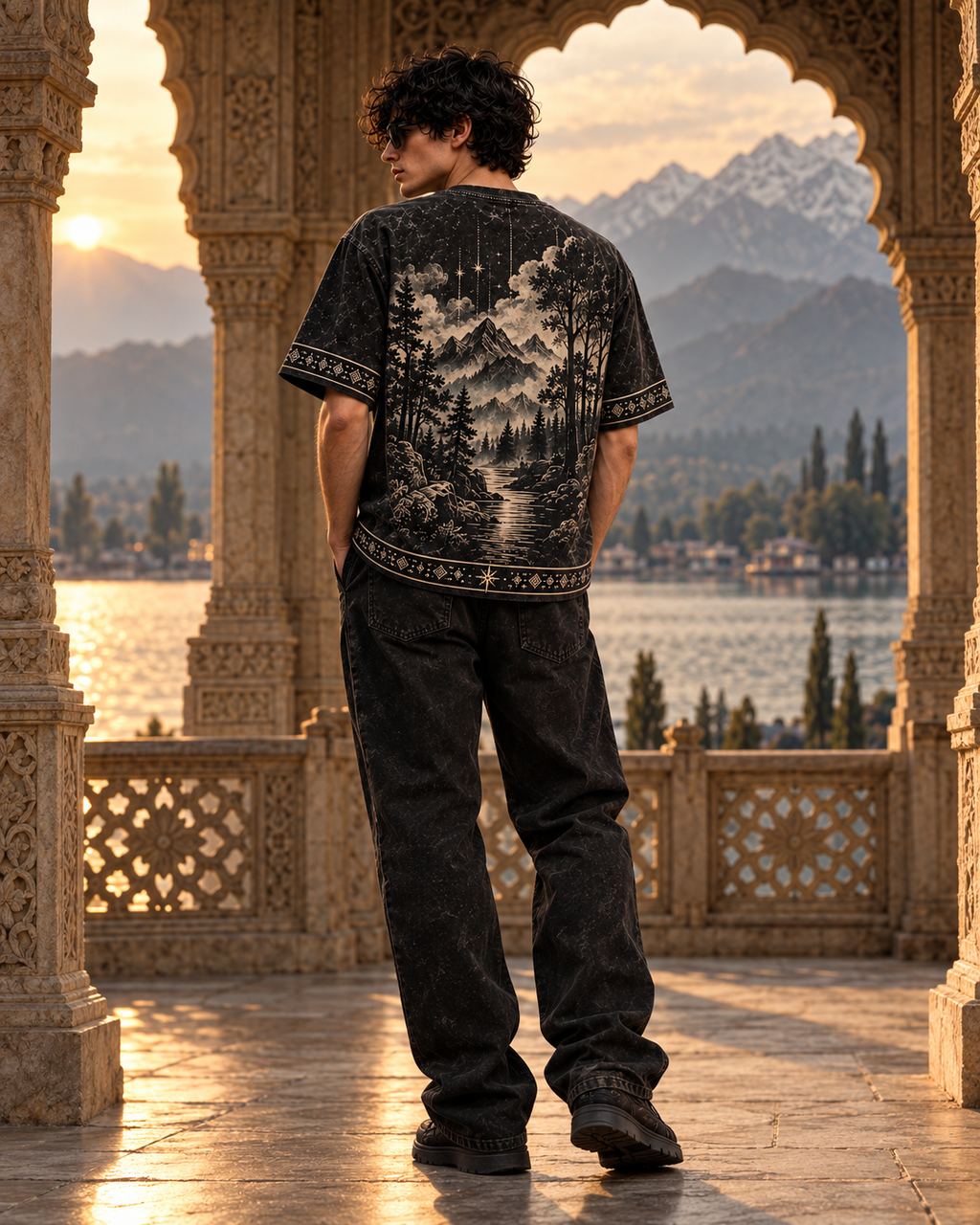 XABARWAN Between Worlds Acid Wash Tee