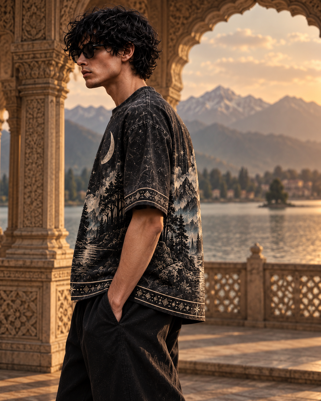 XABARWAN Between Worlds Acid Wash Tee