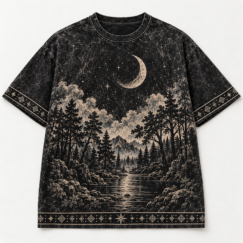 XABARWAN Between Worlds Acid Wash Tee