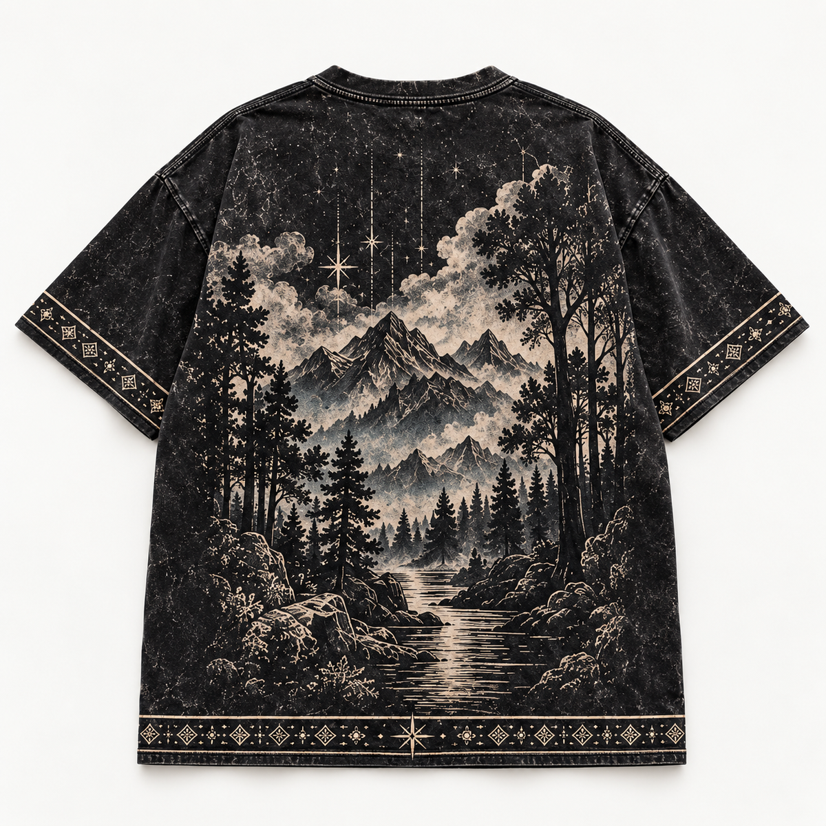 XABARWAN Between Worlds Acid Wash Tee