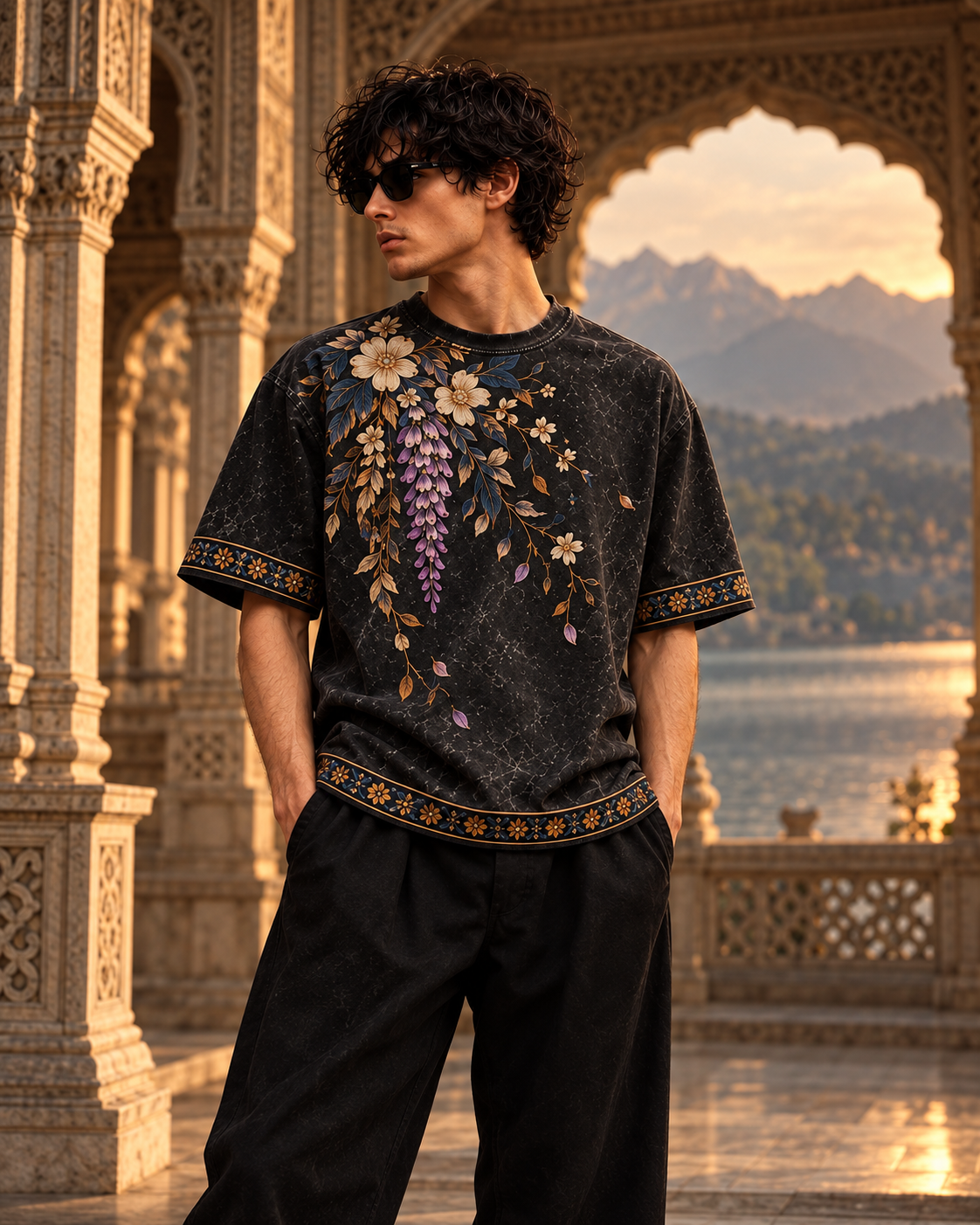 XABARWAN Wild Serenity Acid Wash Tee