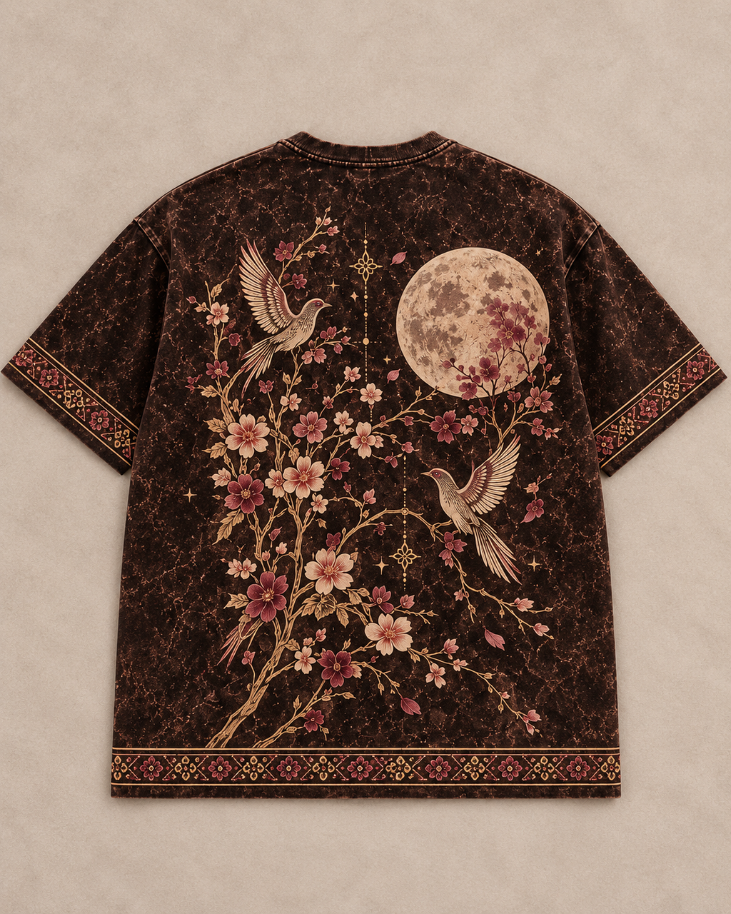 XABARWAN Moonlit Blossom Acid Wash Tee
