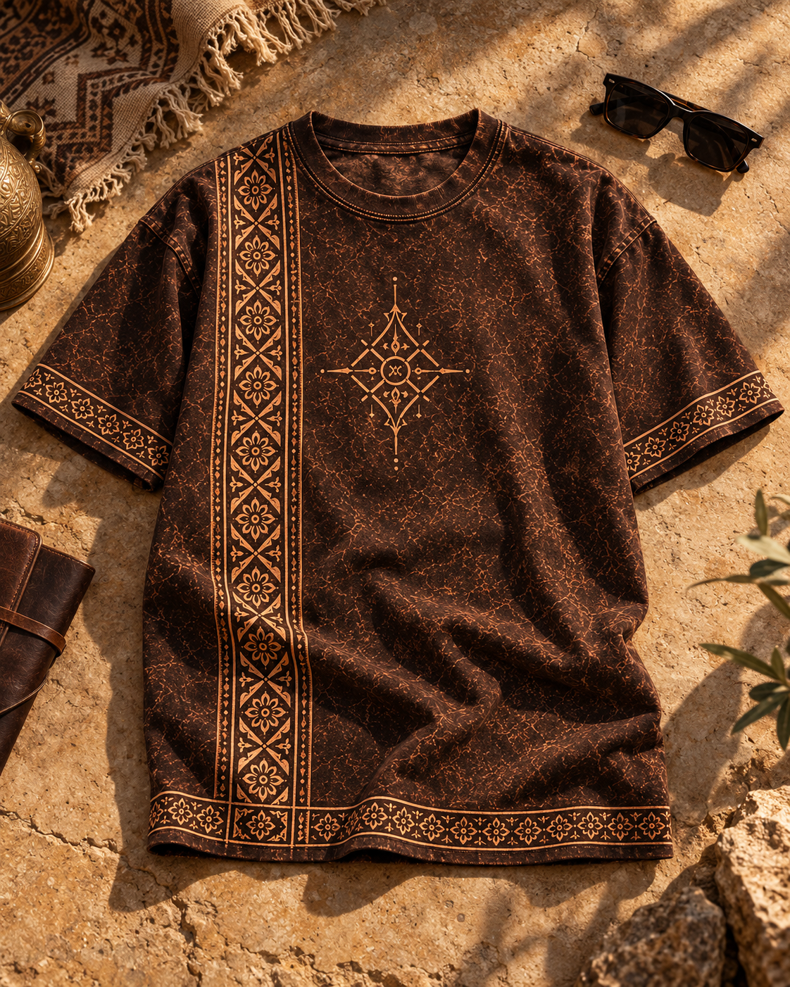 XABARWAN Rooted Realms Acid Wash Tee