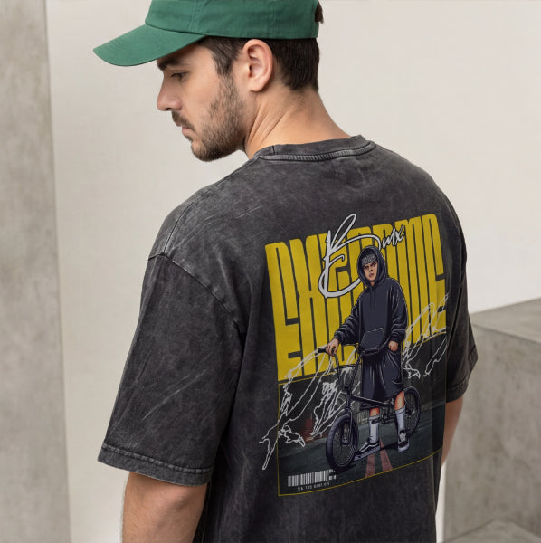 XABARWAN BELIEVE BIKE STONEWASH Oversized T-Shirt