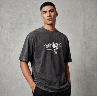 XABARWAN CAR HORSE STONEWASH Oversized T-Shirt