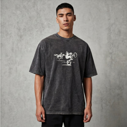 XABARWAN CAR HORSE STONEWASH Oversized T-Shirt
