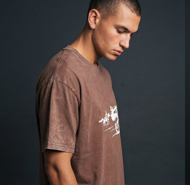XABARWAN CAR HORSE STONEWASH Oversized T-Shirt