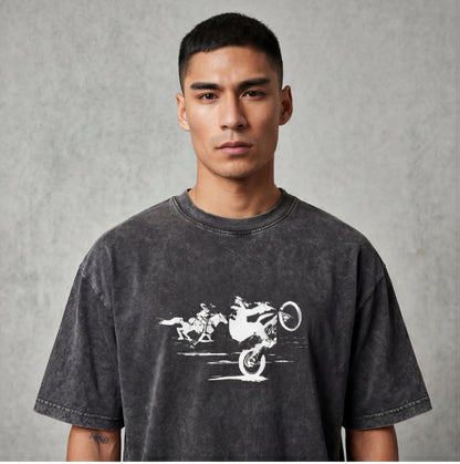 XABARWAN CAR HORSE STONEWASH Oversized T-Shirt