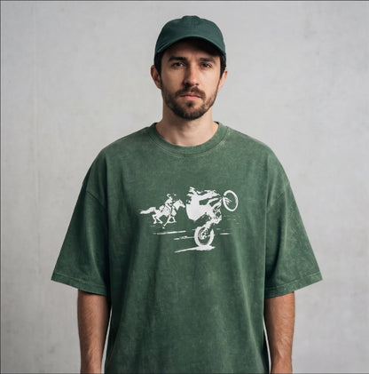 XABARWAN CAR HORSE STONEWASH Oversized T-Shirt