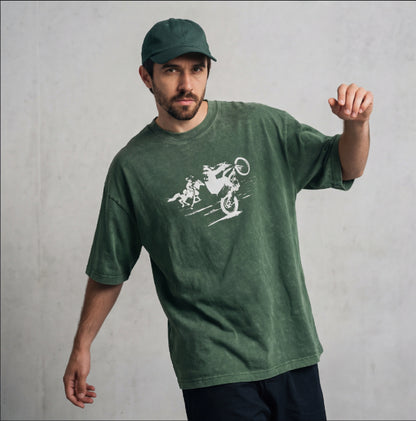 XABARWAN CAR HORSE STONEWASH Oversized T-Shirt