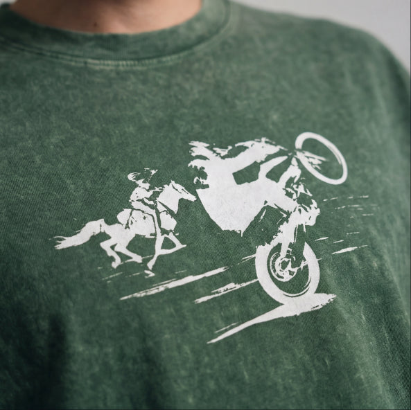 XABARWAN CAR HORSE STONEWASH Oversized T-Shirt