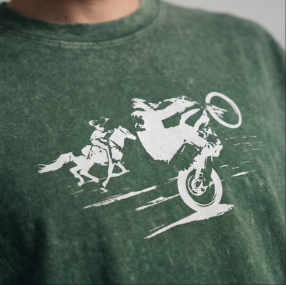 XABARWAN CAR HORSE STONEWASH Oversized T-Shirt