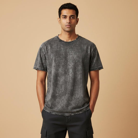 Acid Wash Tee — Burgundy