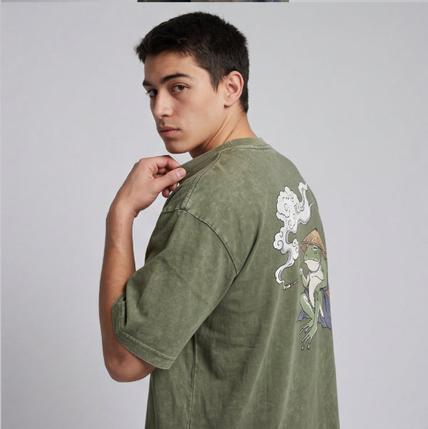 XABARWAN FROG STONEWASH Oversized T-Shirt