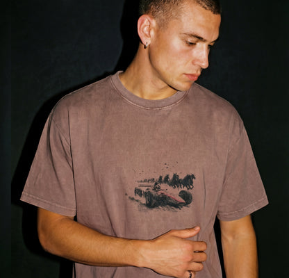 XABARWAN HORSE RACING STONEWASH Oversized T-Shirt