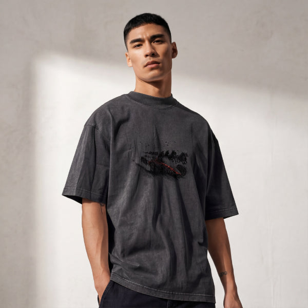 XABARWAN HORSE RACING STONEWASH Oversized T-Shirt