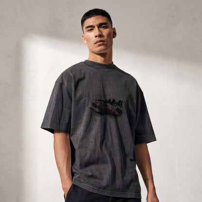 XABARWAN HORSE RACING STONEWASH Oversized T-Shirt