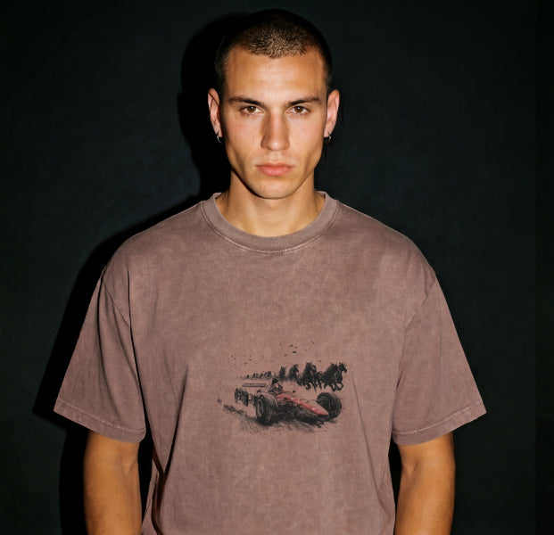 XABARWAN HORSE RACING STONEWASH Oversized T-Shirt