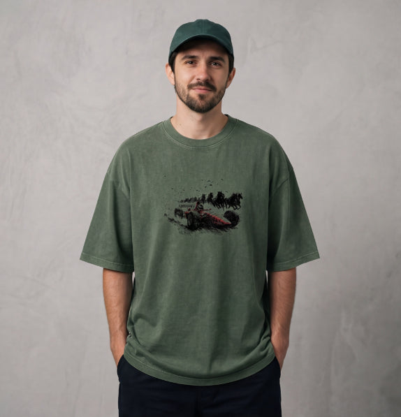 XABARWAN HORSE RACING STONEWASH Oversized T-Shirt