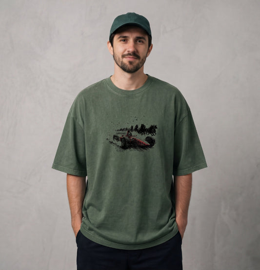 XABARWAN HORSE RACING STONEWASH Oversized T-Shirt
