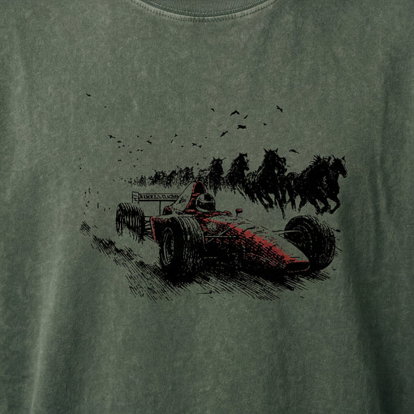 XABARWAN HORSE RACING STONEWASH Oversized T-Shirt