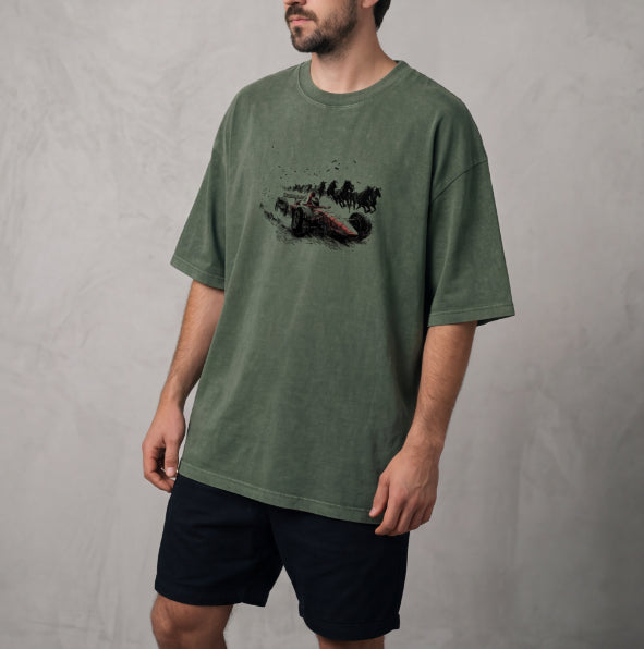 XABARWAN HORSE RACING STONEWASH Oversized T-Shirt