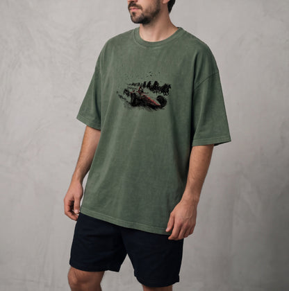 XABARWAN HORSE RACING STONEWASH Oversized T-Shirt