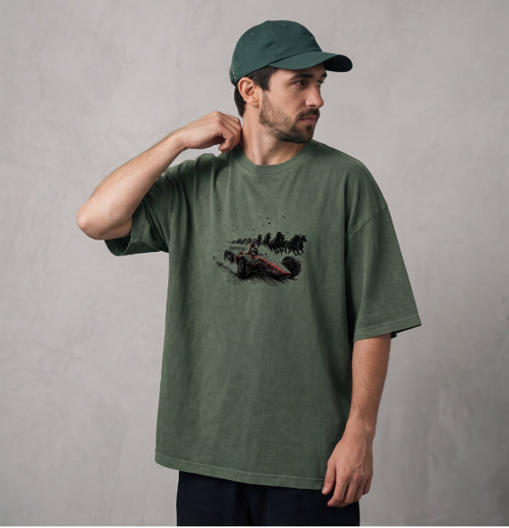 XABARWAN HORSE RACING STONEWASH Oversized T-Shirt