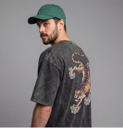 XABARWAN TIGER STONEWASH Oversized T-Shirt