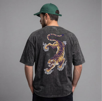 XABARWAN TIGER STONEWASH Oversized T-Shirt