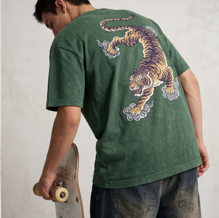 XABARWAN TIGER STONEWASH Oversized T-Shirt